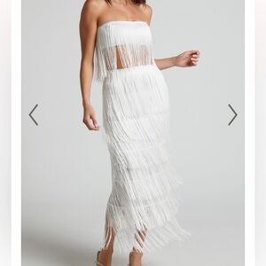 Showpo White Fringe 2-Piece Set